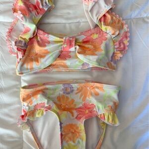 Janie and Jack Orange and Pink Floral Bikini
